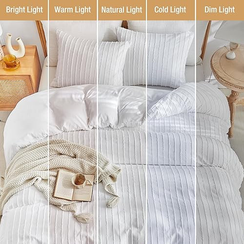 Miniatura 242 de Lekesky Juego de funda de edredón tamaño King, de microfibra suave, bohemio, azteca, azul, bohemio, con cierre de cremallera, lazos en las esquinas