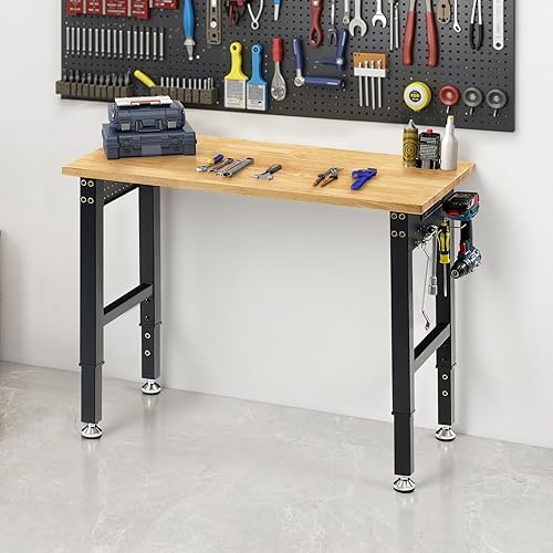 Miniatura 9 de SPECRAFT Banco de trabajo ajustable de servicio pesado con 4 tomas de corriente de CA y 2 puertos USB, capacidad de 2000 libras, superficie de