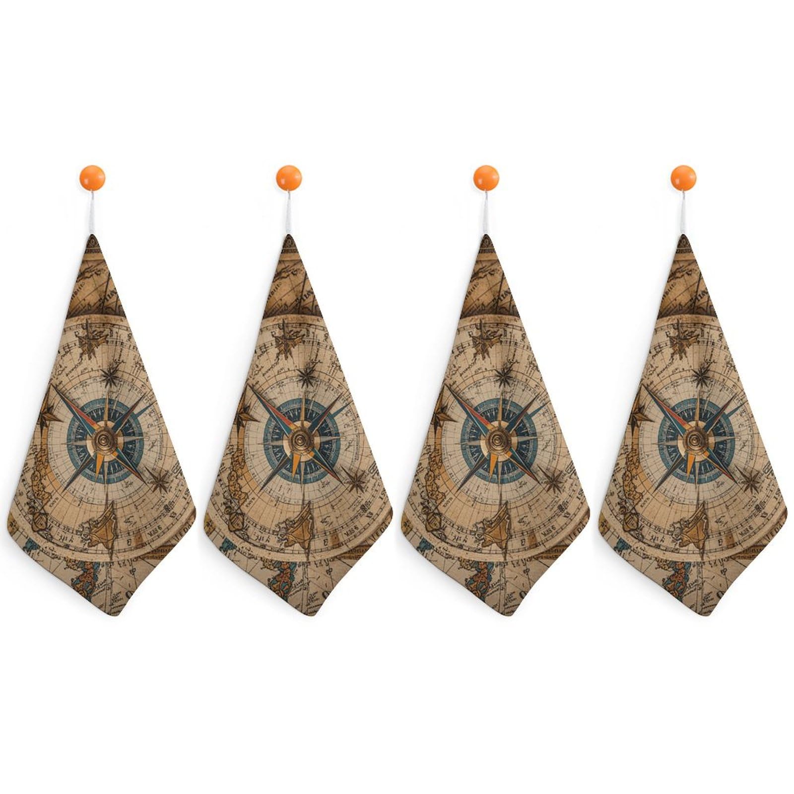 Torchons microfibre absorbants lot de 4 essuie-mains séchage rapide motif boussole