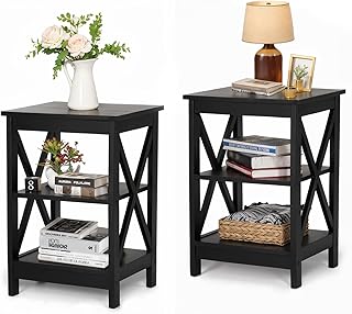 MAISON ARTS Black End Tables, Living Room End Tables Set of 2, Farmhouse...