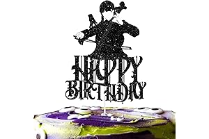 Happy Birthday Cake Topper Cheer with Fantasy Wednesday Addams Cake Topper Figurine