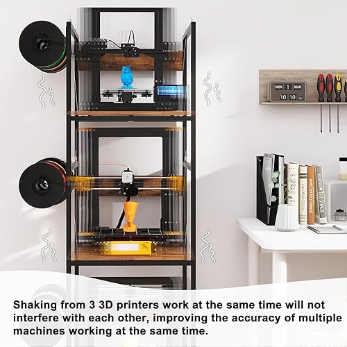 Miniatura 5 de PUNCIA Soporte para impresora 3D de 3 niveles con almacenamiento de filamentos, estante de banco de trabajo resistente, compatible con FDMSLA,