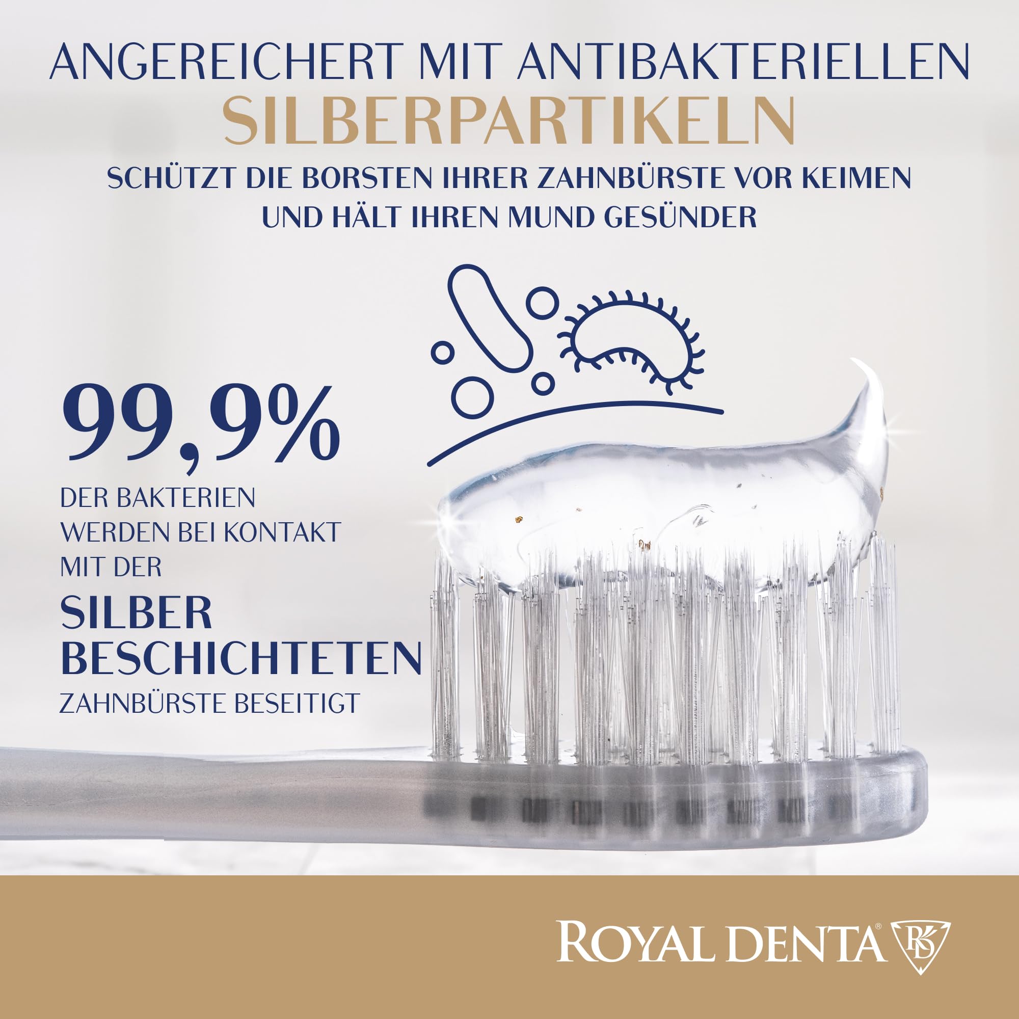 Silver Medium Zahnbürsten 4er-Pack - Doppellänge Borsten für Interdentalreinigung, Silberpartikel gegen Bakterien, Zahnsteinentfernung, Mittlere Stärke, Mehrfarbig