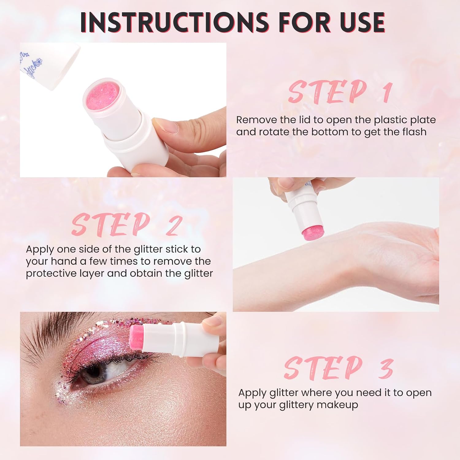 LOKFAR Pink Body & Face Glitter Makeup Stick image 5
