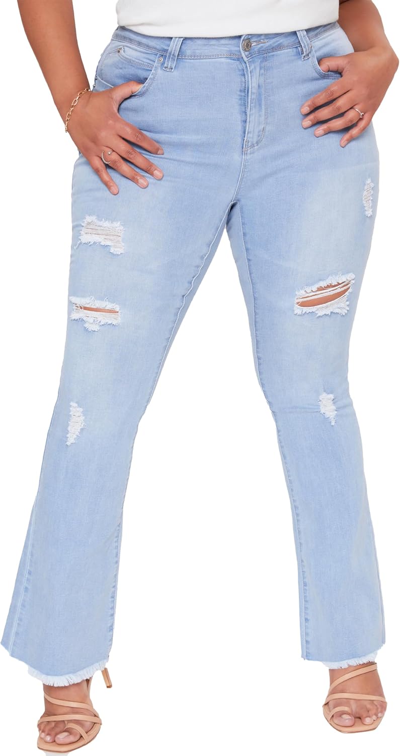 YMI Womens YMI Jeans Junior Plus Wannabettabut High Rise Super Flare Denim Jeanspants