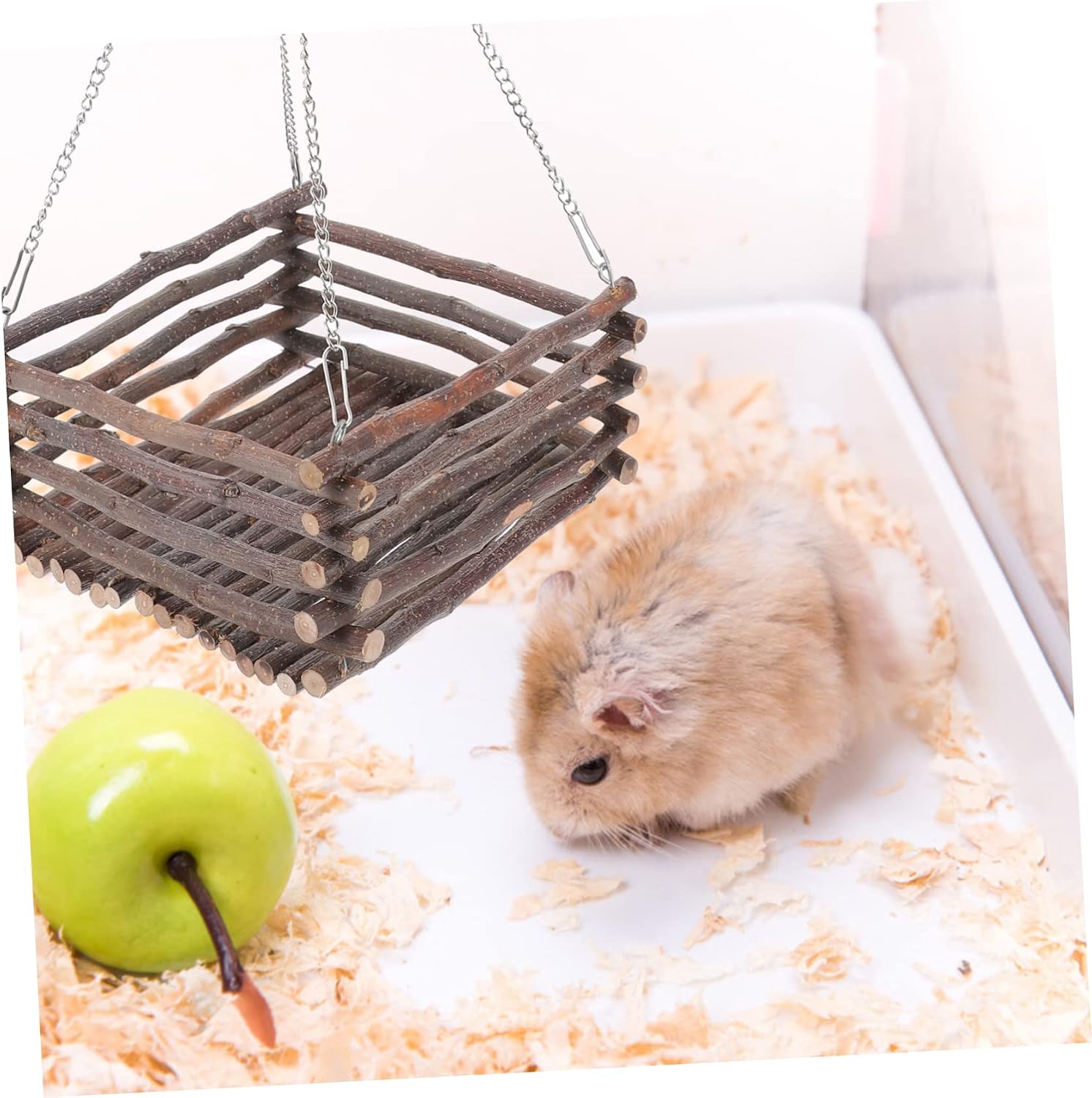 Natural Breathable Hamster Hammock Wooden Swing Small Animal Activity Structure for Hamsters Mice Rabbits