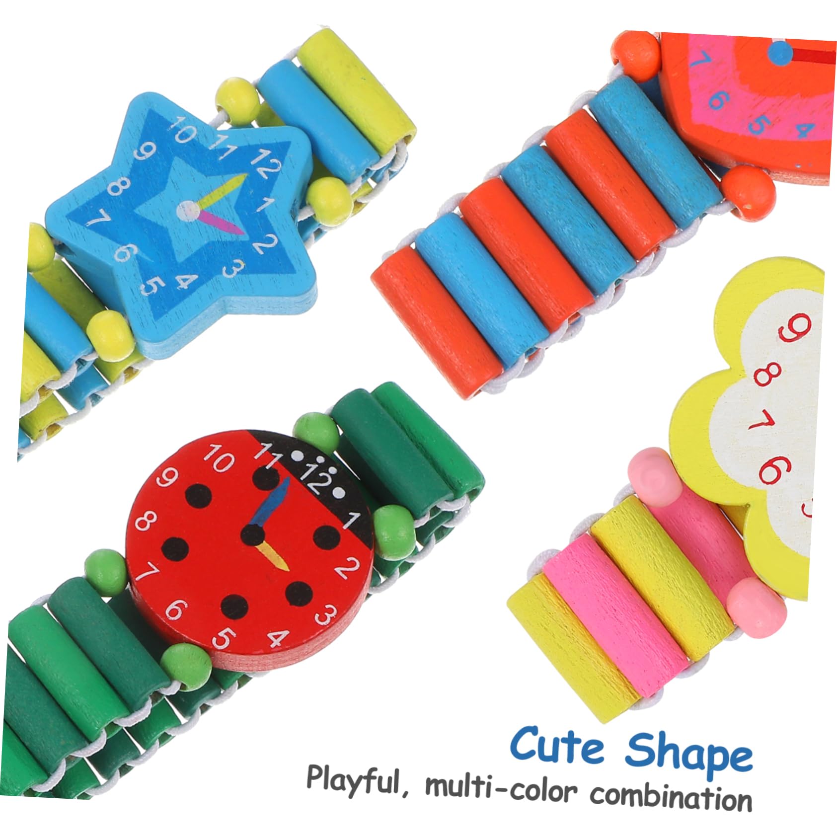 Holibanna 4 Piezas Reloj de Madera para Pulsera de Dibujos Animados Juguete Creativo
