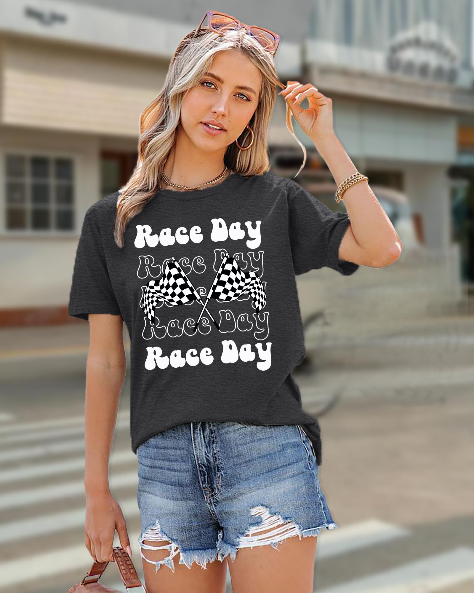 Snapklik.com : Racing Shirt For Women Checkered Flag Graphic Car Shirts ...