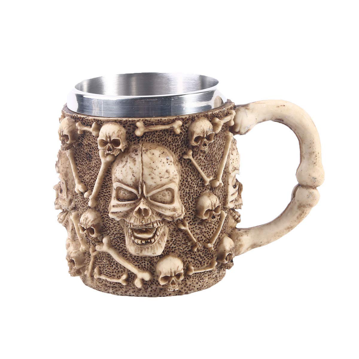 Tazza da caffè con Teschio in Metallo con Manico Boccale da Birra con Teschio per Uomo Regalo per la Festa del papà