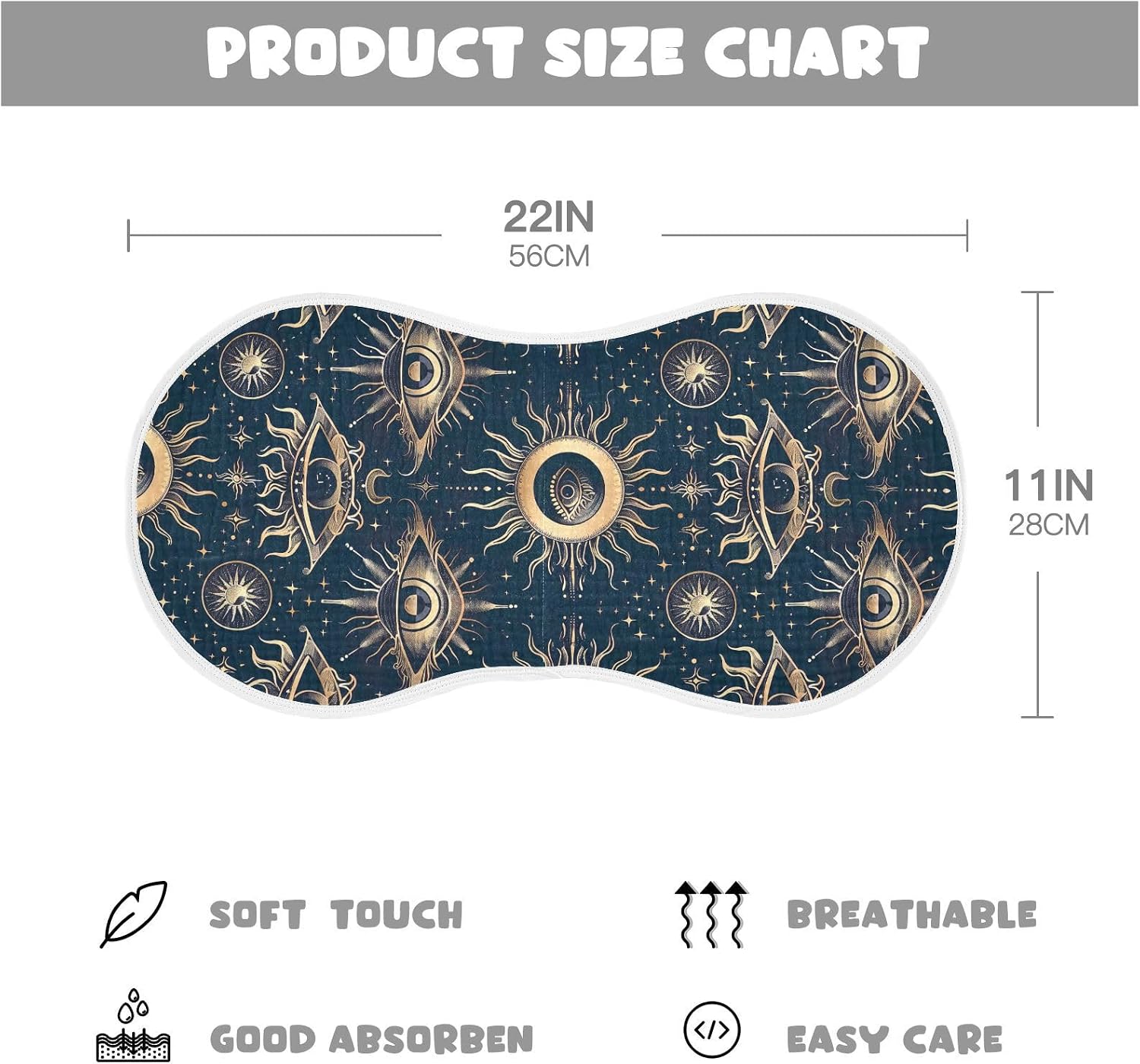 Magic Eyes Muslin Baby Burp Cloths Feeding Cloths Face Towel Soft and Absorbent Bibs for Newborn Boys Girl- 4 Pack