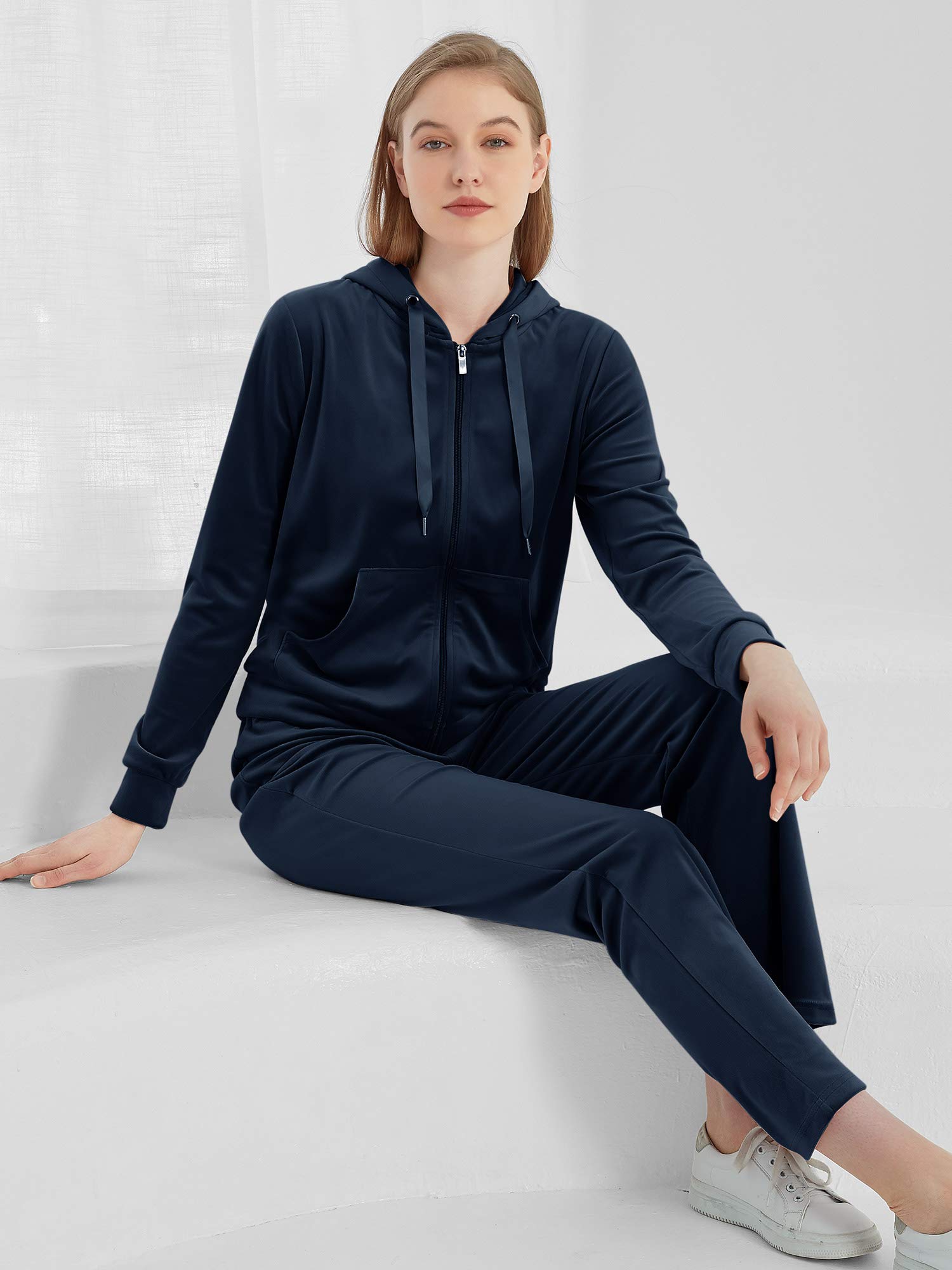 MessBebe Tute da Donna Tuta Sportiva in Velluto con Cappuccio Felpa con Cappuccio Set Ginnastica Sportivo Tuta Sportiva da Jogging Casual 2 Pezzi Ginnastica Tuta Manica Lunga