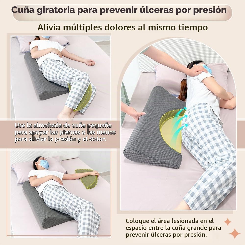 NEPPT Bedsore - Almohada de cuña giratoria para cama de ancianos, cojín de cama para evitar llagas de cama, almohada de espuma para dormir de lado (gris)