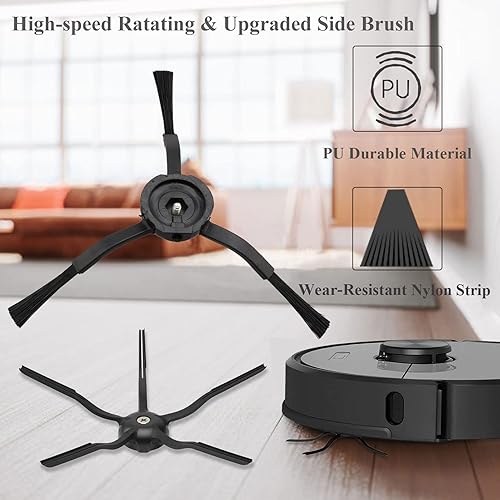 Miniatura 6 de Pieza de repuesto S5 compatible con Roborock S4 S5 S6 E4 E20 E25 E35 S50 Xiaomi Mi Mijia aspiradora robótica, 2 cepillos principales, 6 cepillos