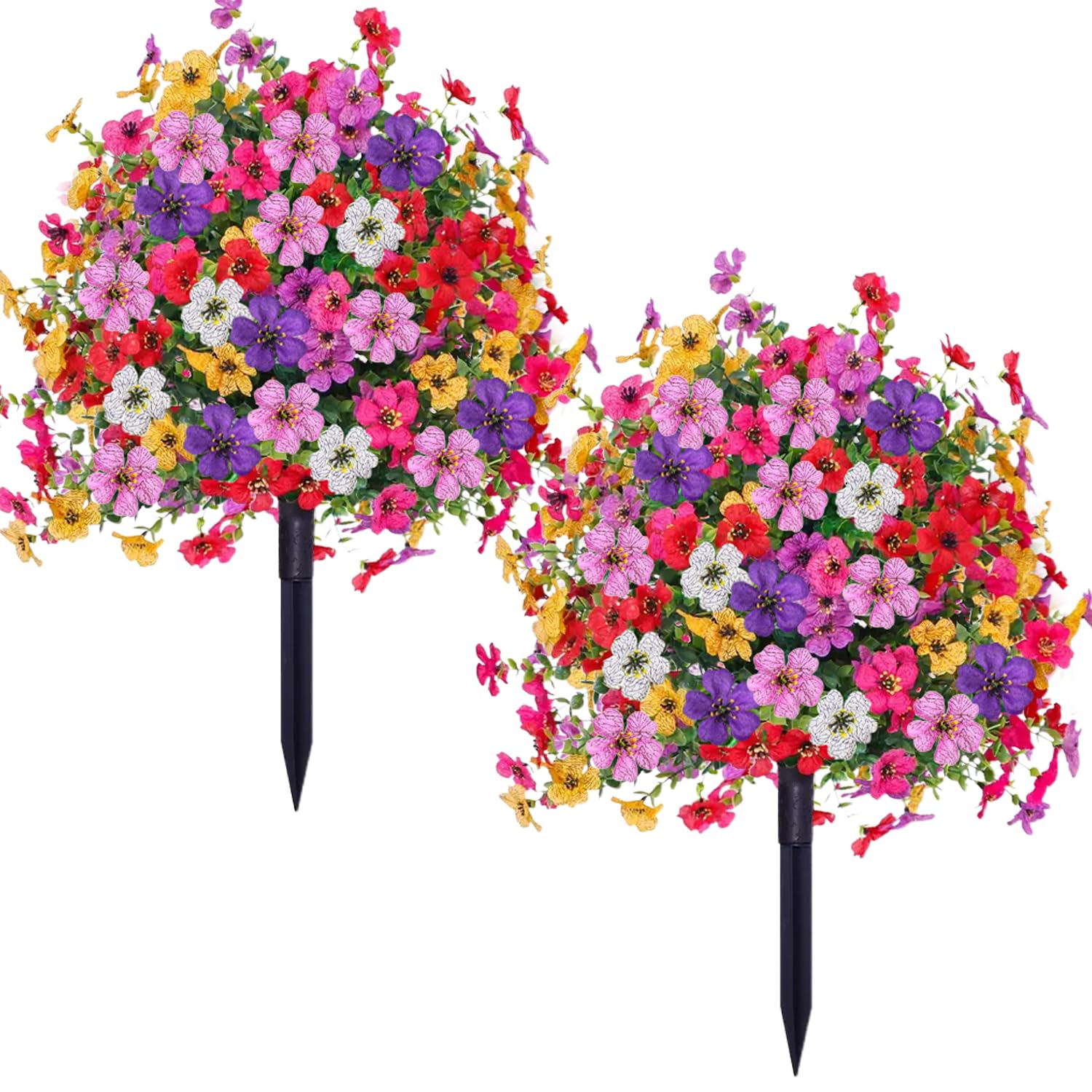 2 Pack Artificial Boxwood Topiary Ball Tree with Ground Spike, 23
