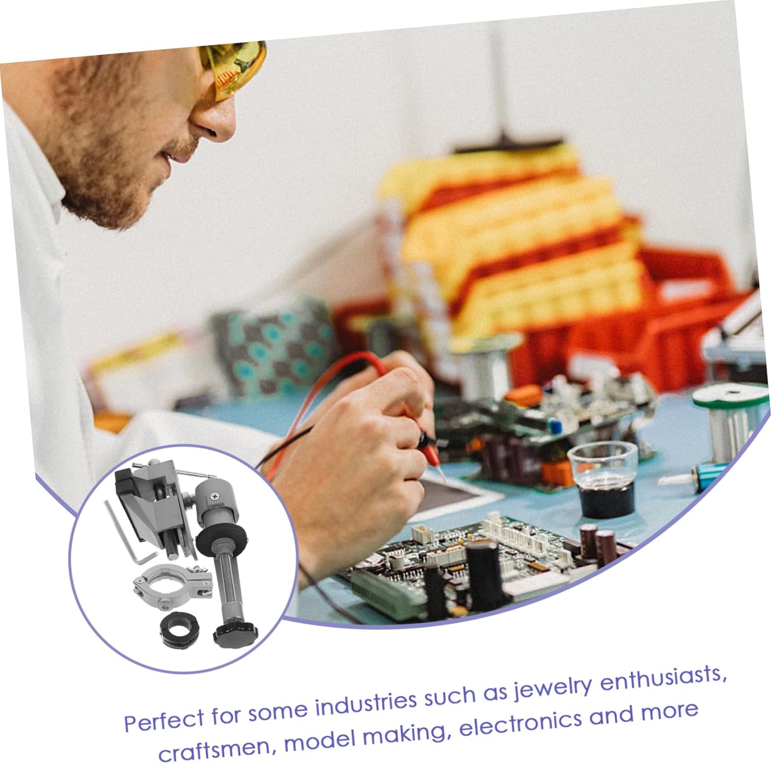 2-in-1 360° Rotatable Work Bench Vise Clamp Drill/Grinder Support for Woodworking Table Clamp for Mini Vise Applications