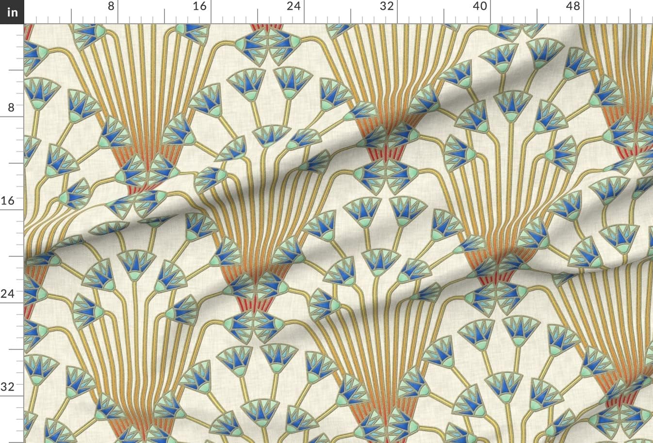 Spoonflower Fabric - Art Deco Egyptian Flower Papyrus Neutral Gold Printed on Minky Fabric by The Yard - Sewing Baby Blankets Quilt Backing Plush