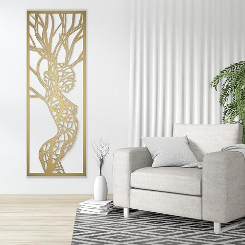 Vista 5 de Arte de pared de metal con cuerpo femenino, decoración de árbol de la vida, decoración de pared de metal, decoración de pared de metal para mujer