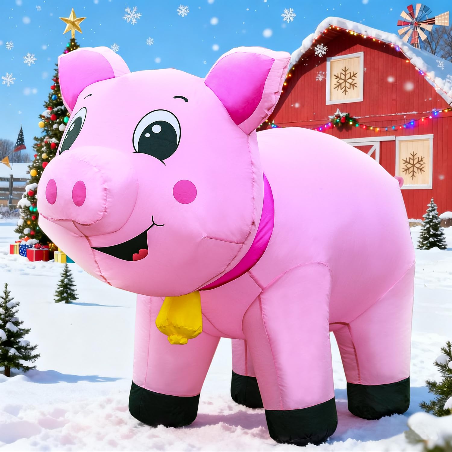 1,8 m maiale gonfiabili Natale primavera, fattoria ranch Blow up animali carini, decorazioni all'aperto cortile built-in luci LED grande grande decorazione partito prato vacanza esterno