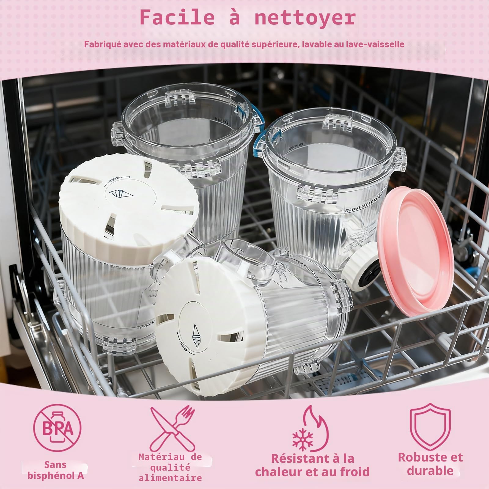 Lot de 4 Récipients Compatibles pour Ninja Creami Swirl, Récipients à Crème Glacée de 480 ml pour Ninja NC700 NC701EU Sans BPA et Compatibles Lave et Vaisselle