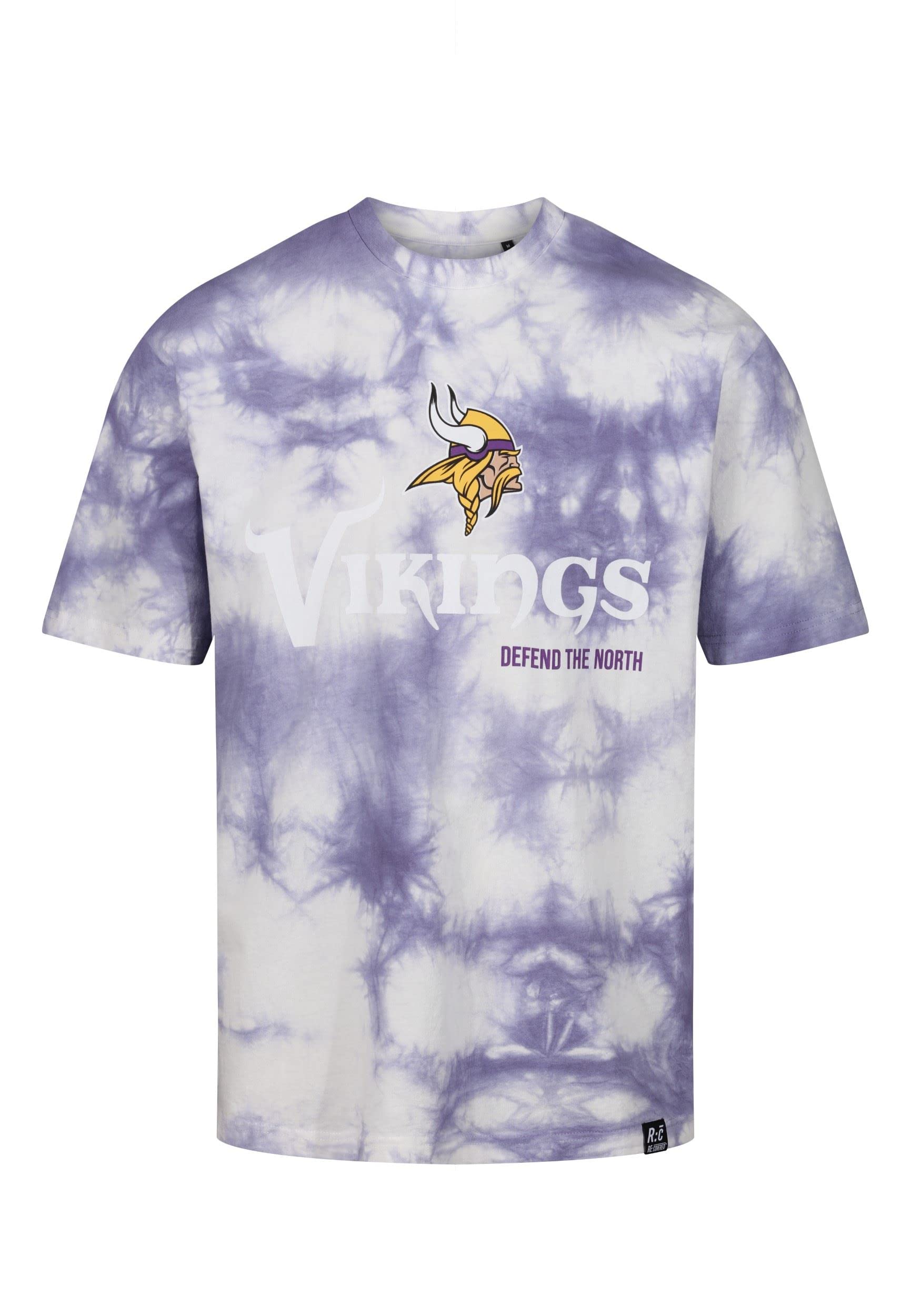 Recovered Men's Tshirt-Vikings-Purple#32772 Minnesota Vikings Nfl Tie-Dye Relaxed Oversized T-Shirt Purple White