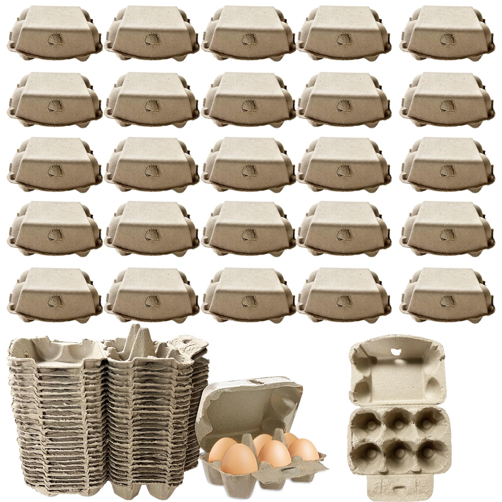 HIQE-FL 25 Pezzi Portauova per Frigorifero,6 Piccoli,Porta Uova Rotanti,Uova di Gallina per Imballaggio,Trasporto,per Cucina,Frigoriferi