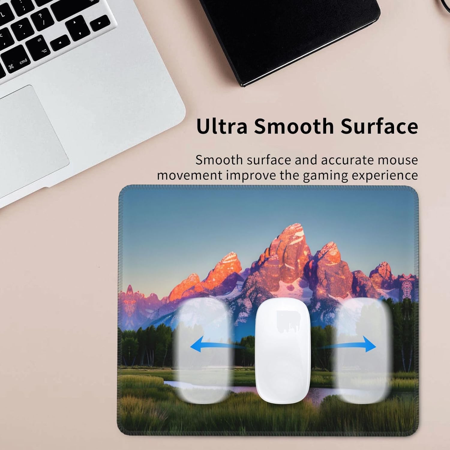 Grand Teton National Park Print Mouse Pad with Stitched Edge,Comfortable Mouse Pads with Non-Slip Rubber Base for Computers