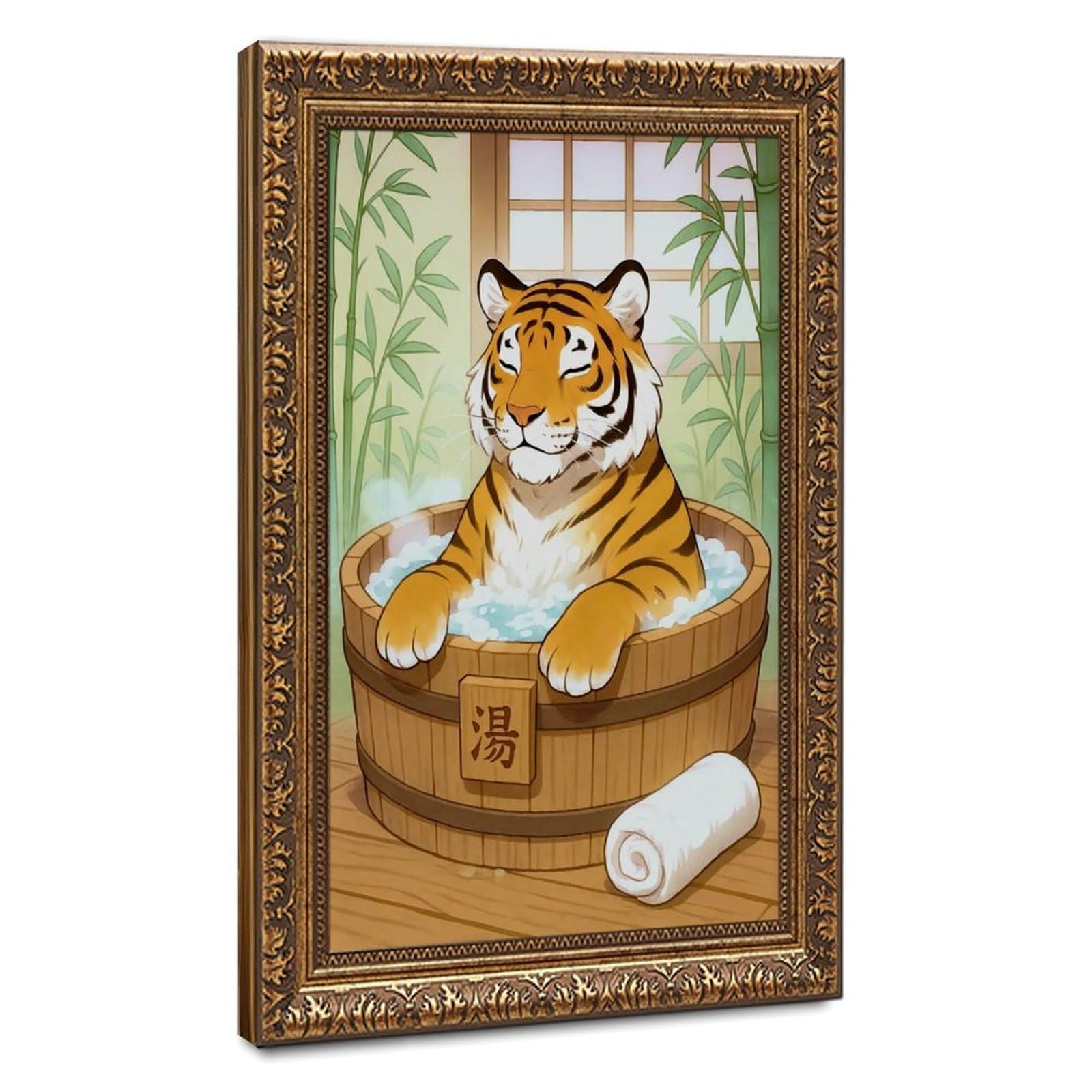 Bareronor Japanese Tiger Bath (2) Canvas Poster Bedroom Decor Landscape Office Room Decor Gift 12" L X 18" W