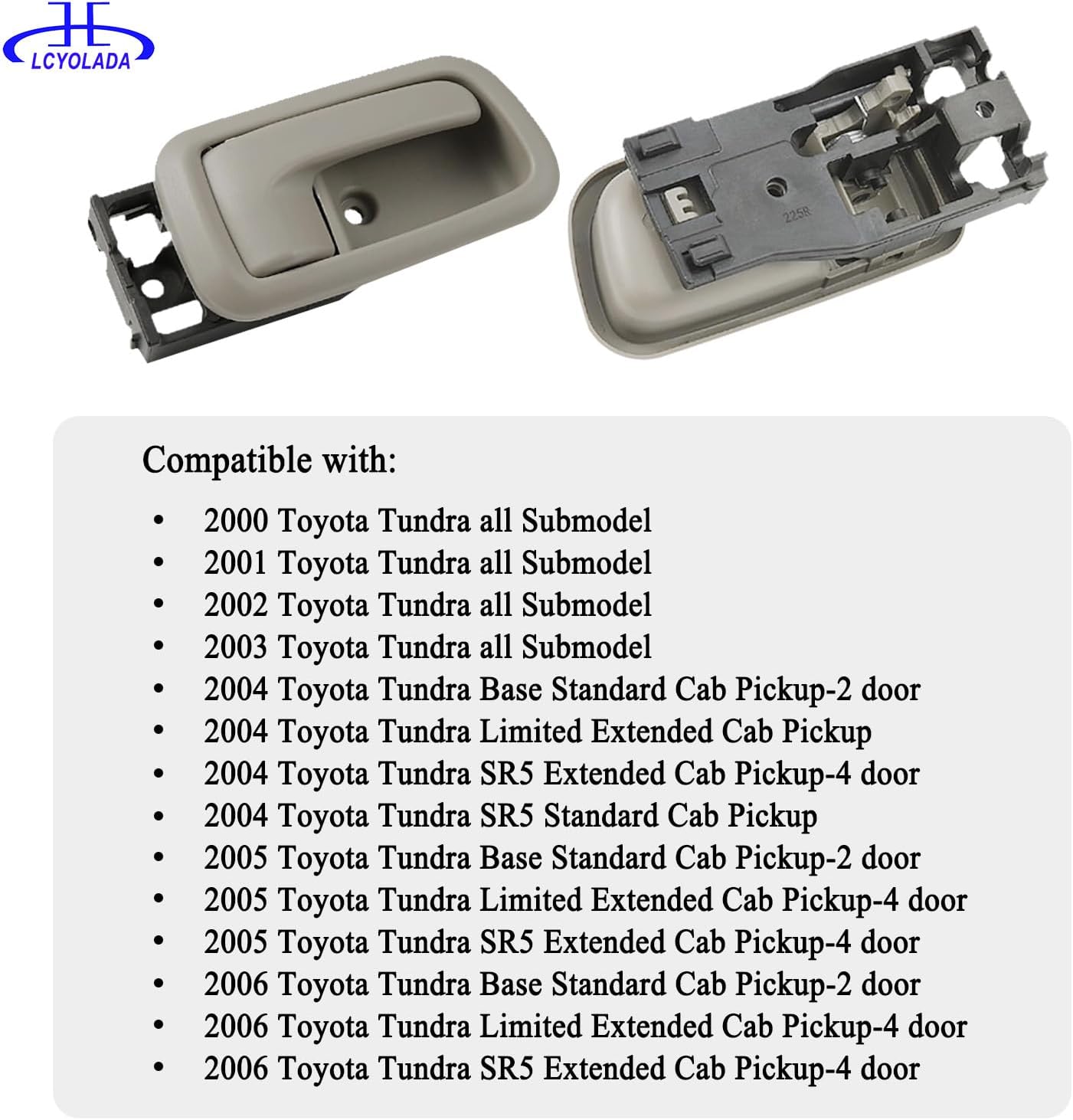 Set of 4 Interior Door Handles W/Bezel (Light Gray) Fit for 2000-2006 Toyota Tundra(Standard/Extended Cabs ONLY),Front and Rear Side