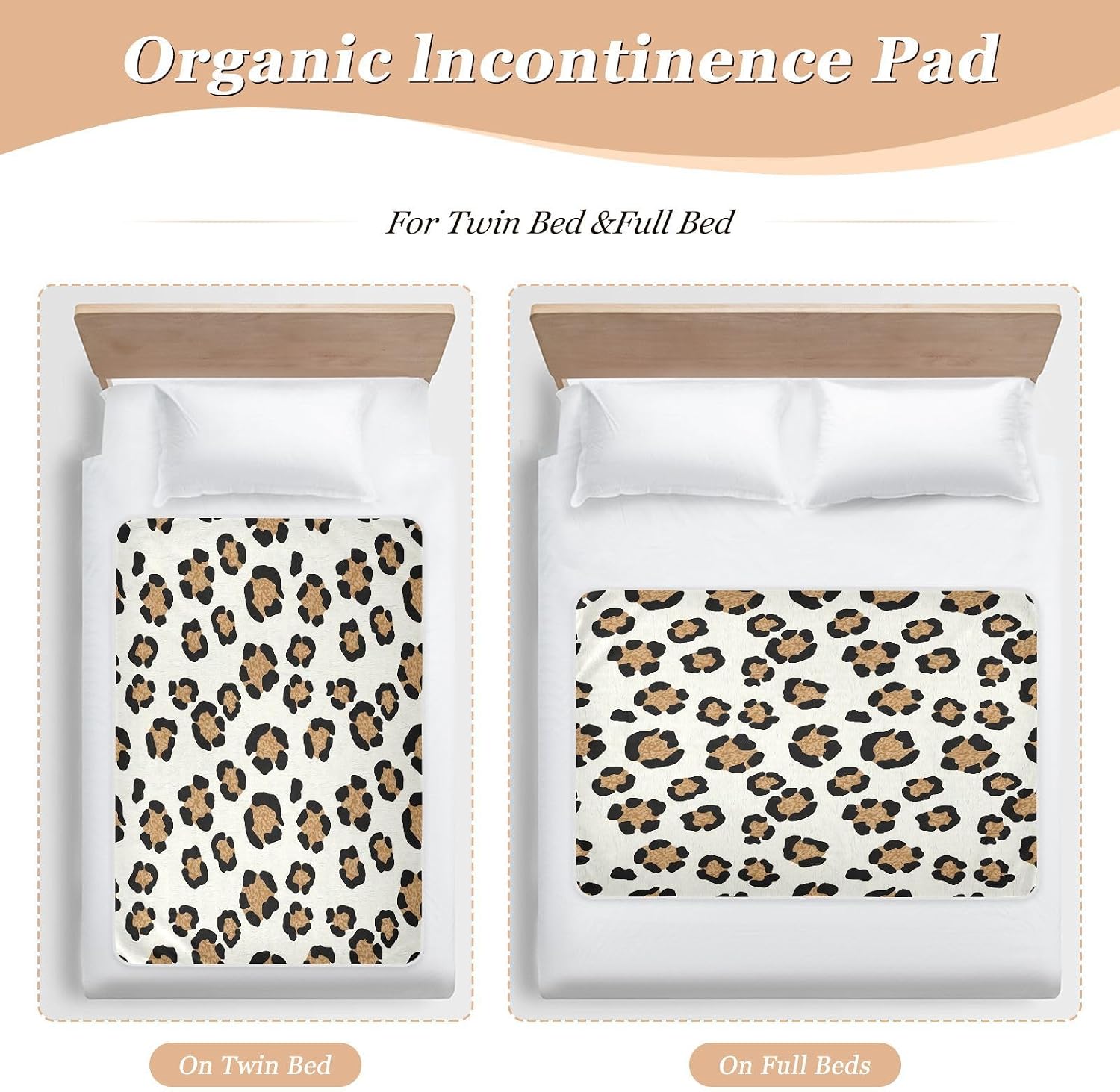 CEBUGI 34” x 52”Washable Underpads Heavy Absorbency Waterproof Incontinence Bed Pads Leopard Pattern Pee Pads for Adults Kids and Baby
