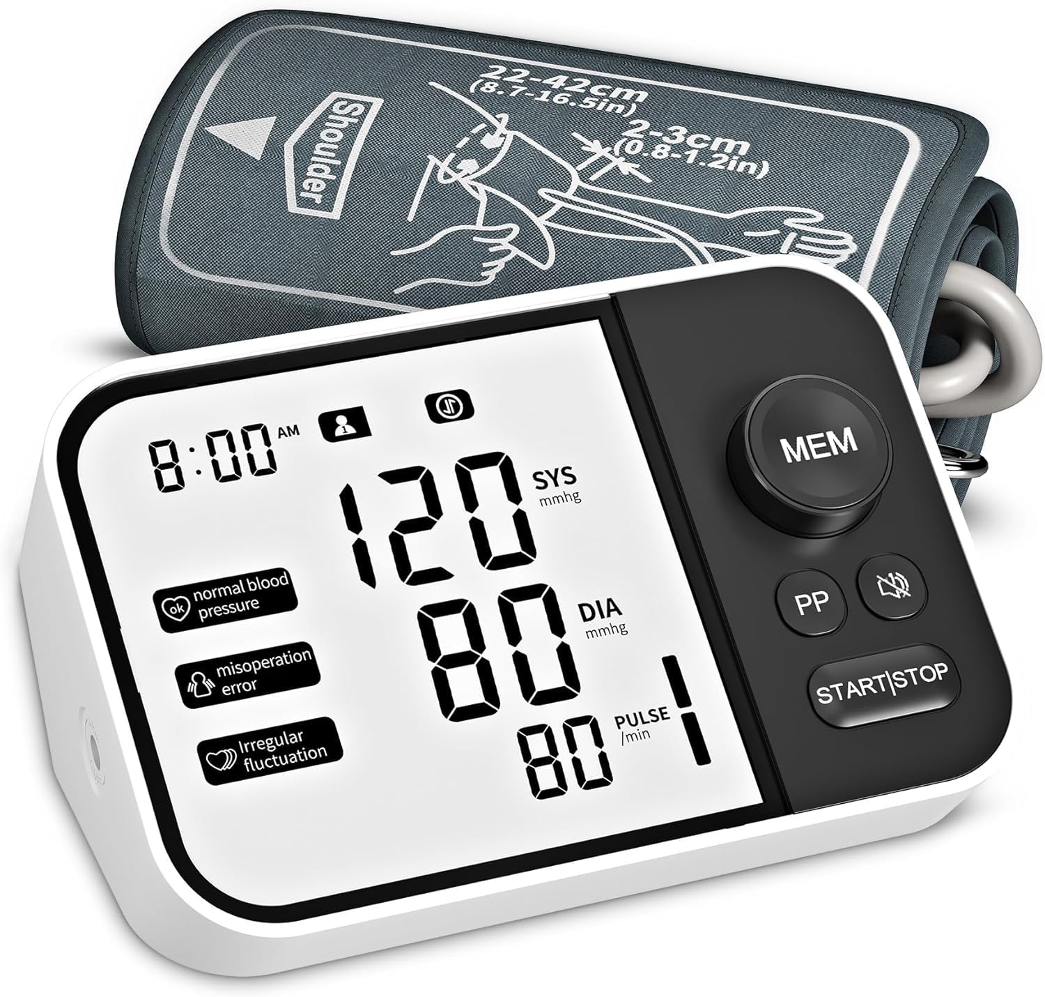 Blood Pressure Monitor Upper Arm Digital Blood Pressure Monitors for Home Use Blood Pressure Monitor with Voice Large Display 2x120 Reading Memory 8.7"-16.5" Arm Cuff with Storage Bag