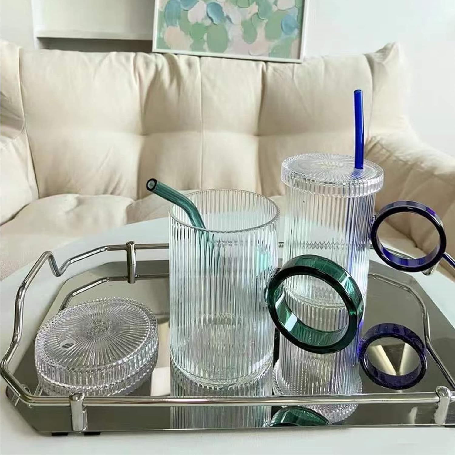 SAVE Reusable Glass Straw Set | 4 Straws & 1 Cleaning Brush | Ecofriendly Multiuse Drinking Straws (Combo, Spectrum Serenade) - Image 7 thumbnail
