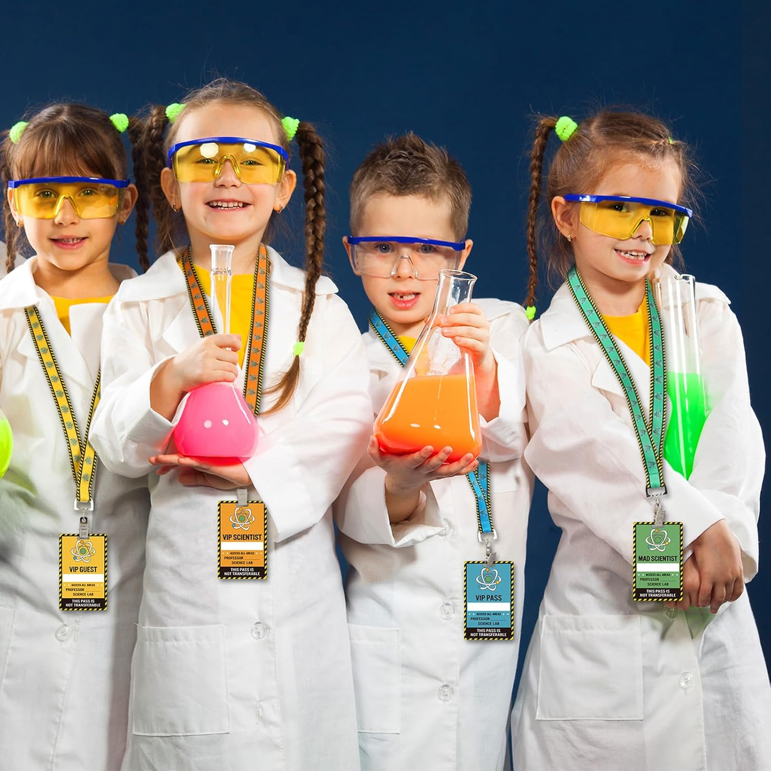 30 Sets Science Party VIP Pass Cards with Science Lanyards Bulk PVC Science VIP Pass Cards with Science Lanyards for Science Scientist Birthday Party Supplies School Science Class Party Gift - Image 6