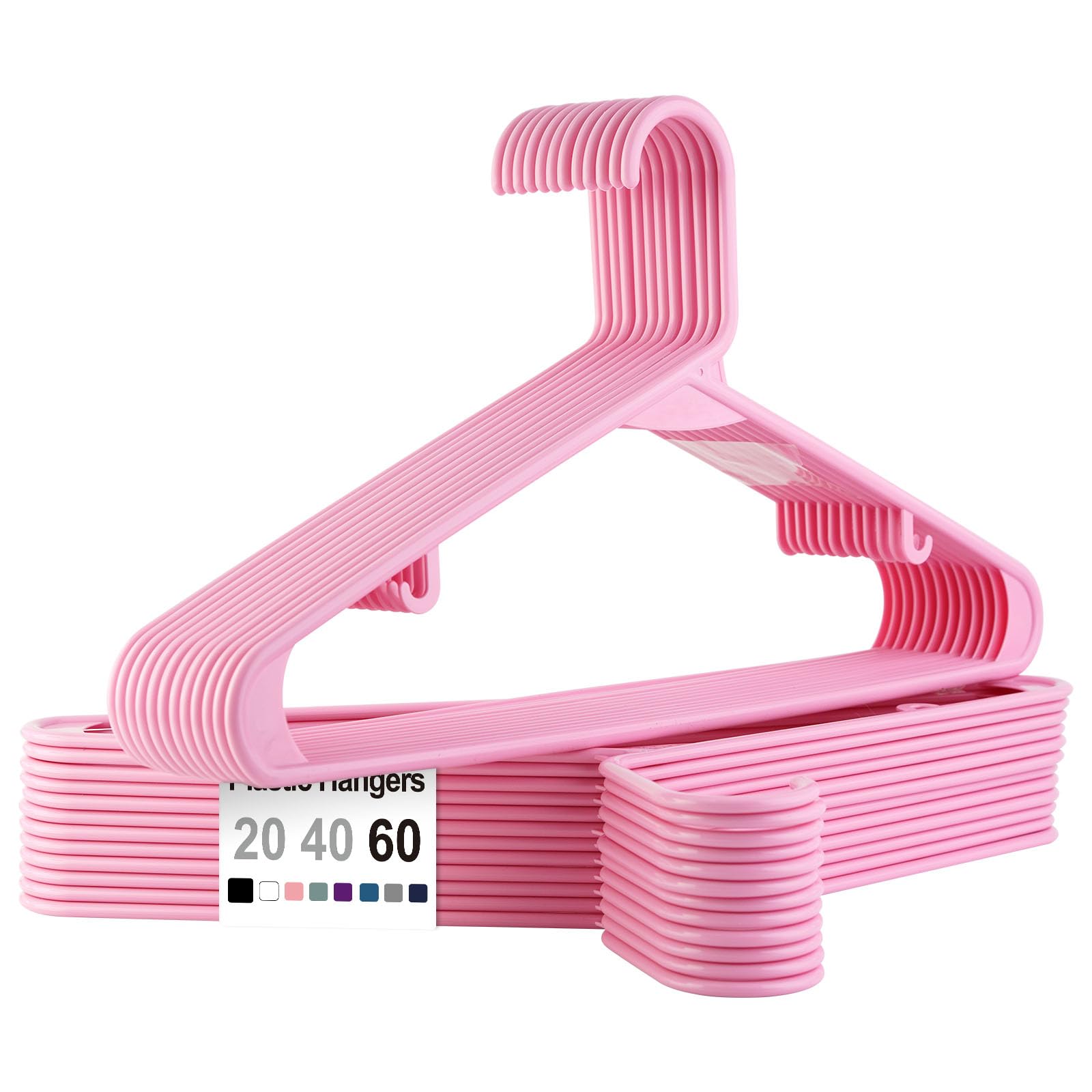 Cintres en plastique robustes : lot de 60 pièces roses pour vêtements