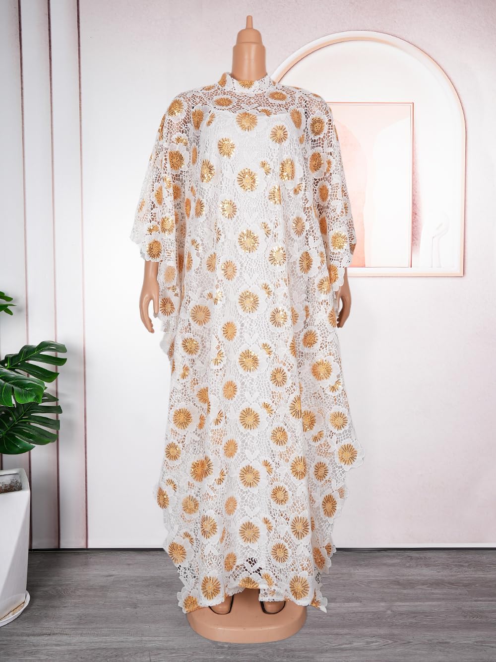 HD Lace Kaftan Dress Collection for Woman Embroidery Rhinestone Evening Party Gown Plus Size Color Options - Image 2