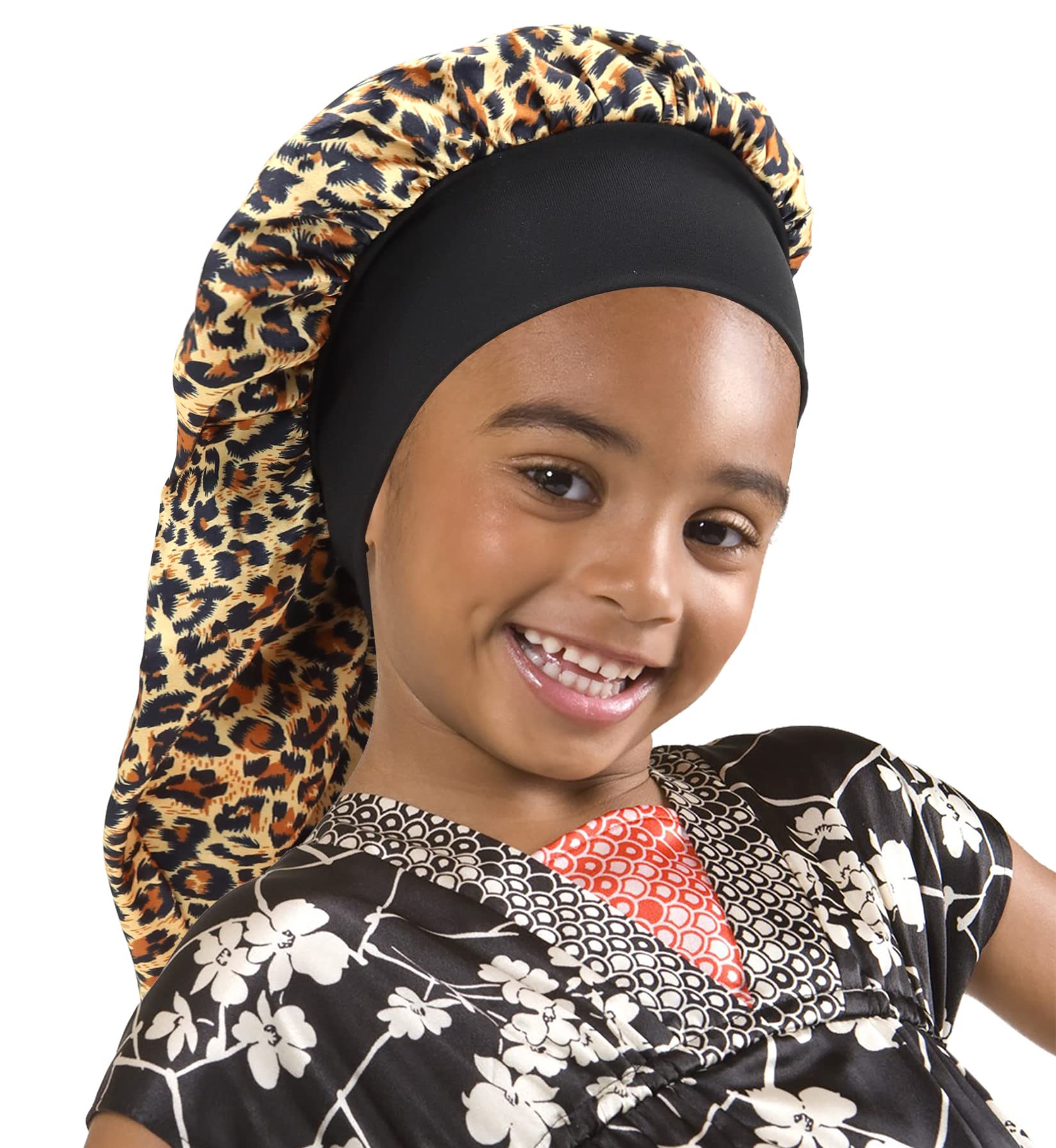 SENGTERM Kids Long Satin Bonnet Girls Sleeping Cap Braids Bonnet for Long Curly Hair