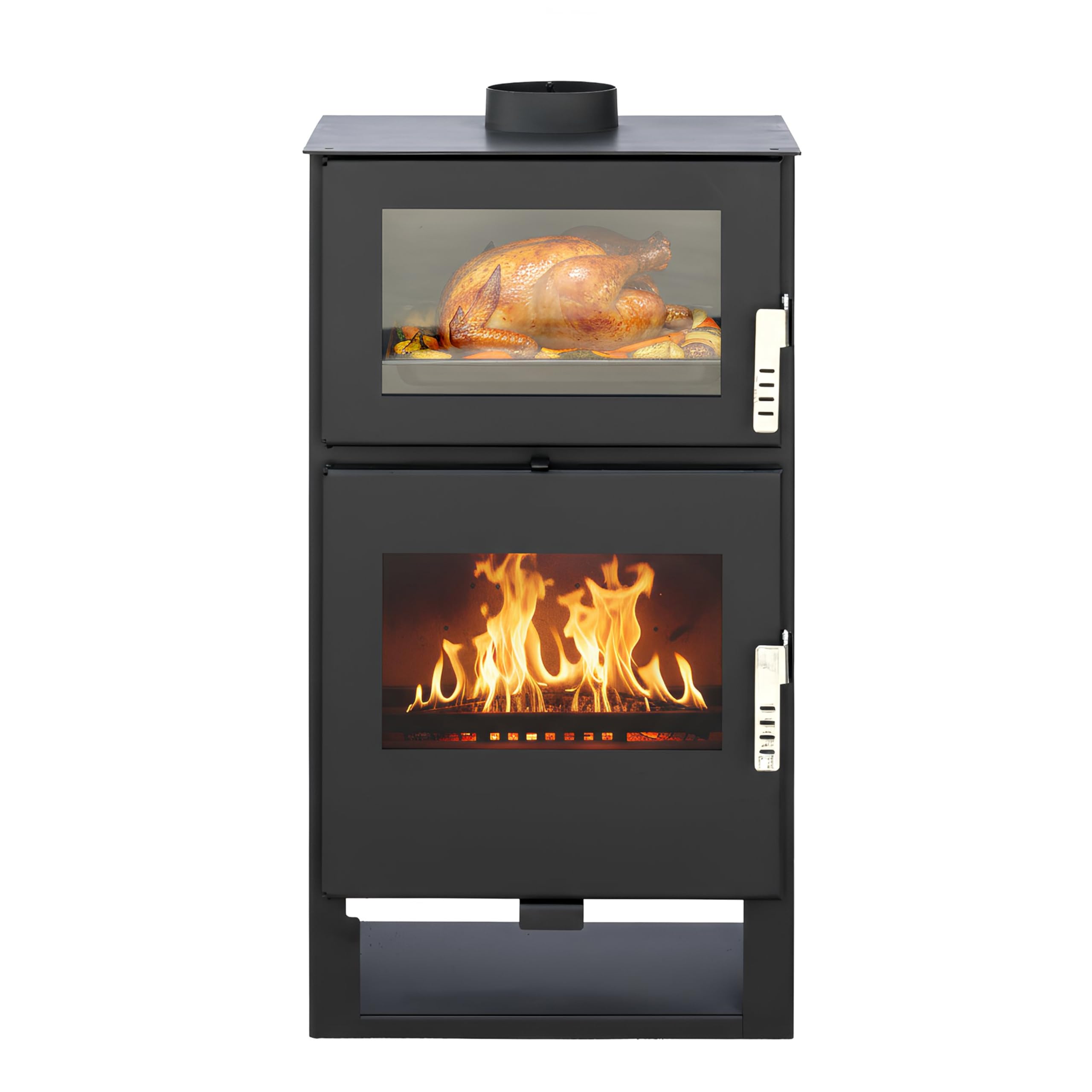 Alaz K9M Poêle à bois 9 kW Noir avec compartiment de cuisson