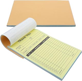 2-Part Carbonless Receipt Book with Cardboard Back, 14×21cm Small Business Invoice Forms Pad, 100 Sheets Per Book, 2pcs Order and Invoice Form for Retail and Office Use
