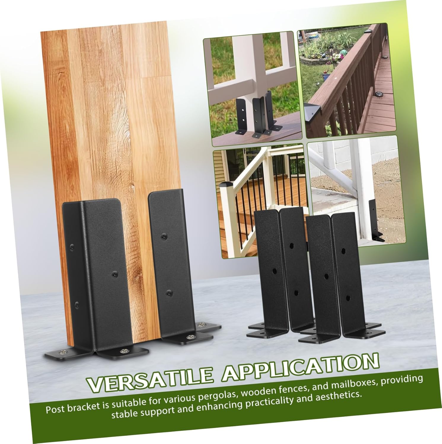 Angoily 4Sets Mailbox Support Brackets Heavy Duty Post Base Brackets for Pergola Railing Fence Decks Easy Installation Sturdy Design Durable Support for Various Post