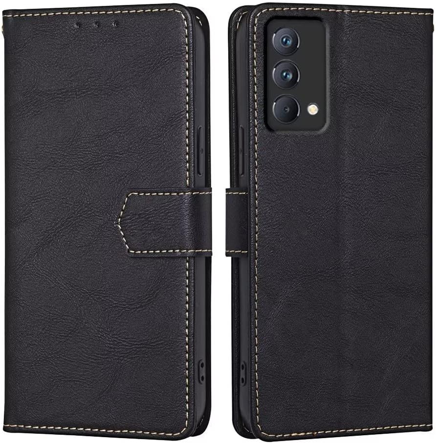 RankOne Case for Realme GT Master Edition 6.43 Inches Leather Mobile Phone Case - Case with Magnetic Closure - Protective Case - Black