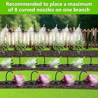 Irrigation System Kit, 100FT Quick-Connect Drip Irrigation Kit with 1/4 Tubings and Connectors, 360°Adjustable Automatic Garden Watering System, Automatic Sprinkler for Garden & Greenhouse