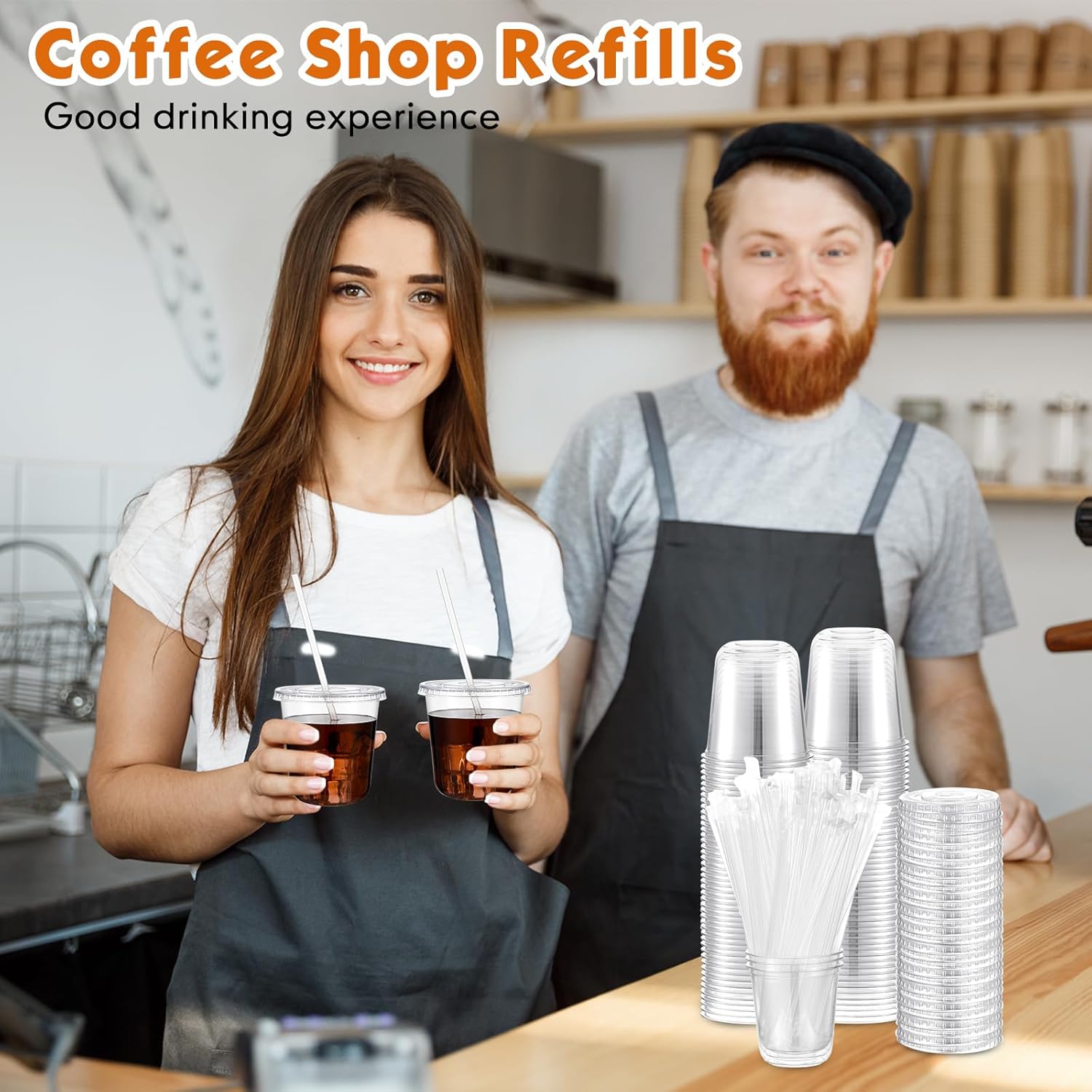 25 Sets Clear Plastic Cups with Lids and Straws, Disposable Iced Coffee Cups for Drinking, Cold Drinks, Juice, Smoothie, Pet Cup for Coffee Shops, Party, Christmas (10 oz) - Image 7