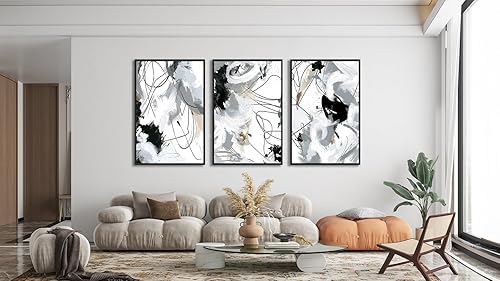 Miniatura 2 de Large Framed Wall Art Canvas - Natural Framed Art Abstract Canvas Pictures for Living Room Modern Canvas Prints for Bedroom Black Float Framed