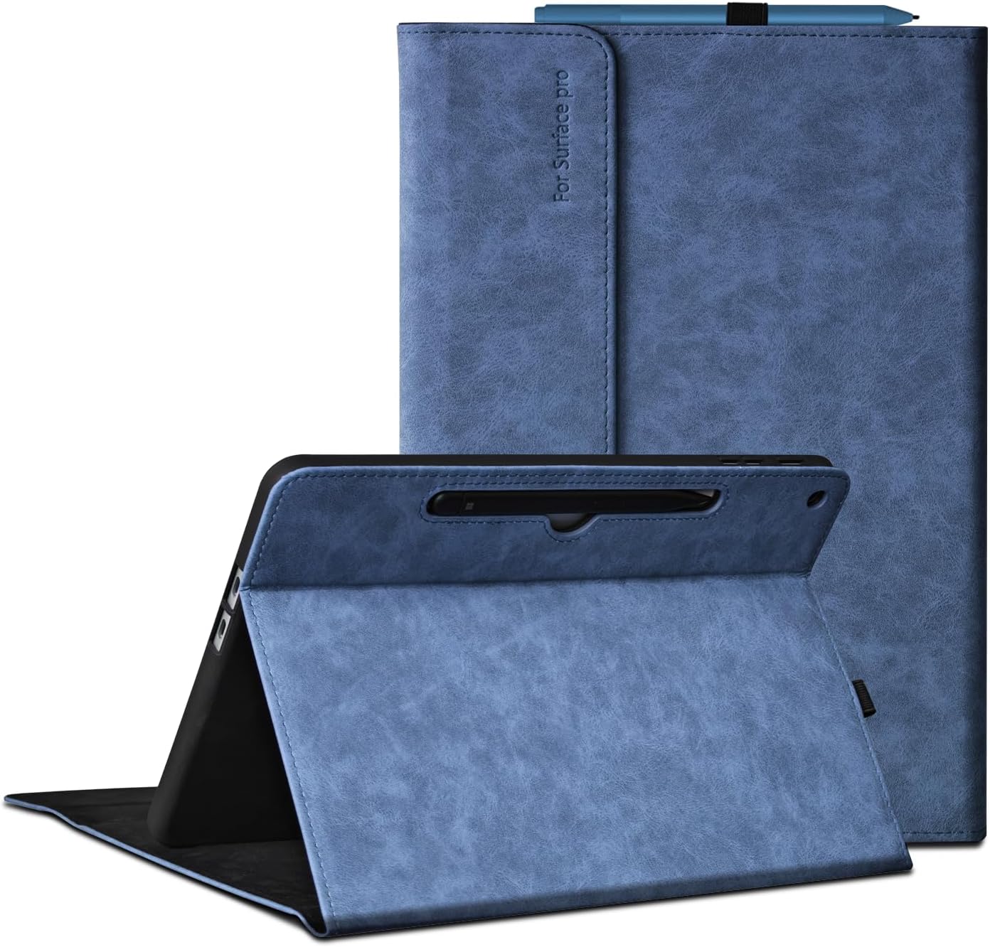 Case for Microsoft Surface Pro 12-Inch 1st Edition (2025), Multiple Angle Viewing Cover, Light Heat Dissipation, with Stylus Holder, Compatible with Type Cover Keyboard (Blue)