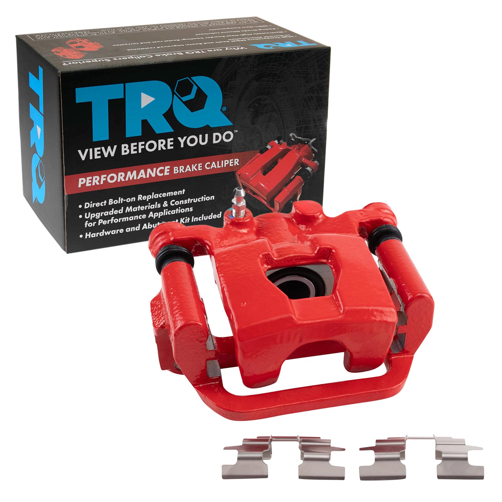 TRQ Rear Right Brake Caliper w/Bracket Performance Red Passenger Side