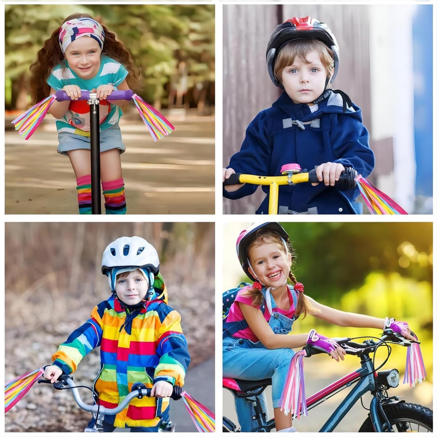 Stelle Filanti Bici Bambino,1 Paia di Nappe per Bicicletta per Bambini, Frange per Manubrio Bici,Decorazioni per Bicicletta,Frange per Manubrio,Accessori Scooter per Bici Bambini Monopattino (Rosa)