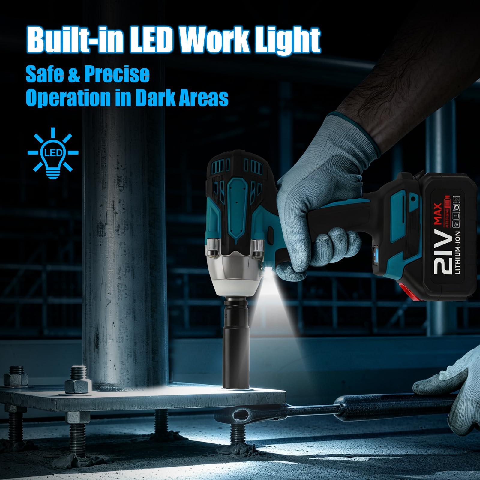 Avvitatore a Impulsi 1000Nm 3-in-1 1/2" con 2 Batterie 4Ah e Caricabatterie | Motore Brushless Silenzioso. Spegnimento Anti-perdita. LED per Aree Buie. 3 Funzioni: Trapano, Avvitatore, Chiave a Impulsi