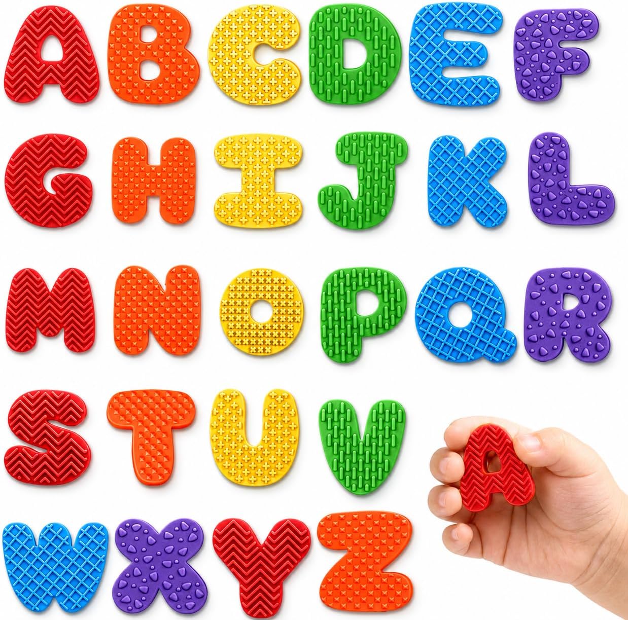 Magnetic Alphabet Letters for Fridge with Sensory Textures for Toddlers 3+