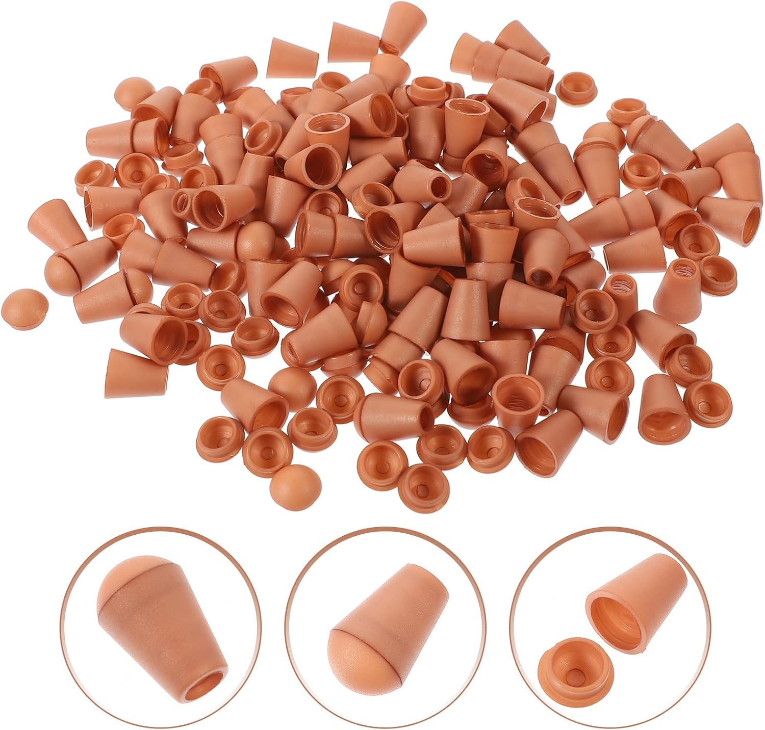 Zerodeko 100pcs Brown Plastic Rope End Bell Cord Locks Drawstring Stoppers Removable Fasteners for Clothing Accessories