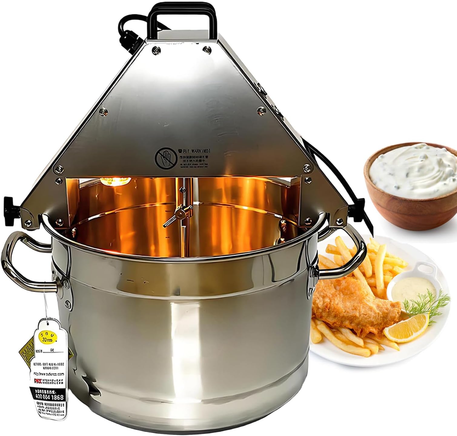 Electric Jam Stirrer Machine, with Cooling Fan, Light, Multi-Stove Fit, 10L Capacity with Dual Stirring Scraper, for Jam, Sauce, Hot Pot Seasoning, Filling 304Material