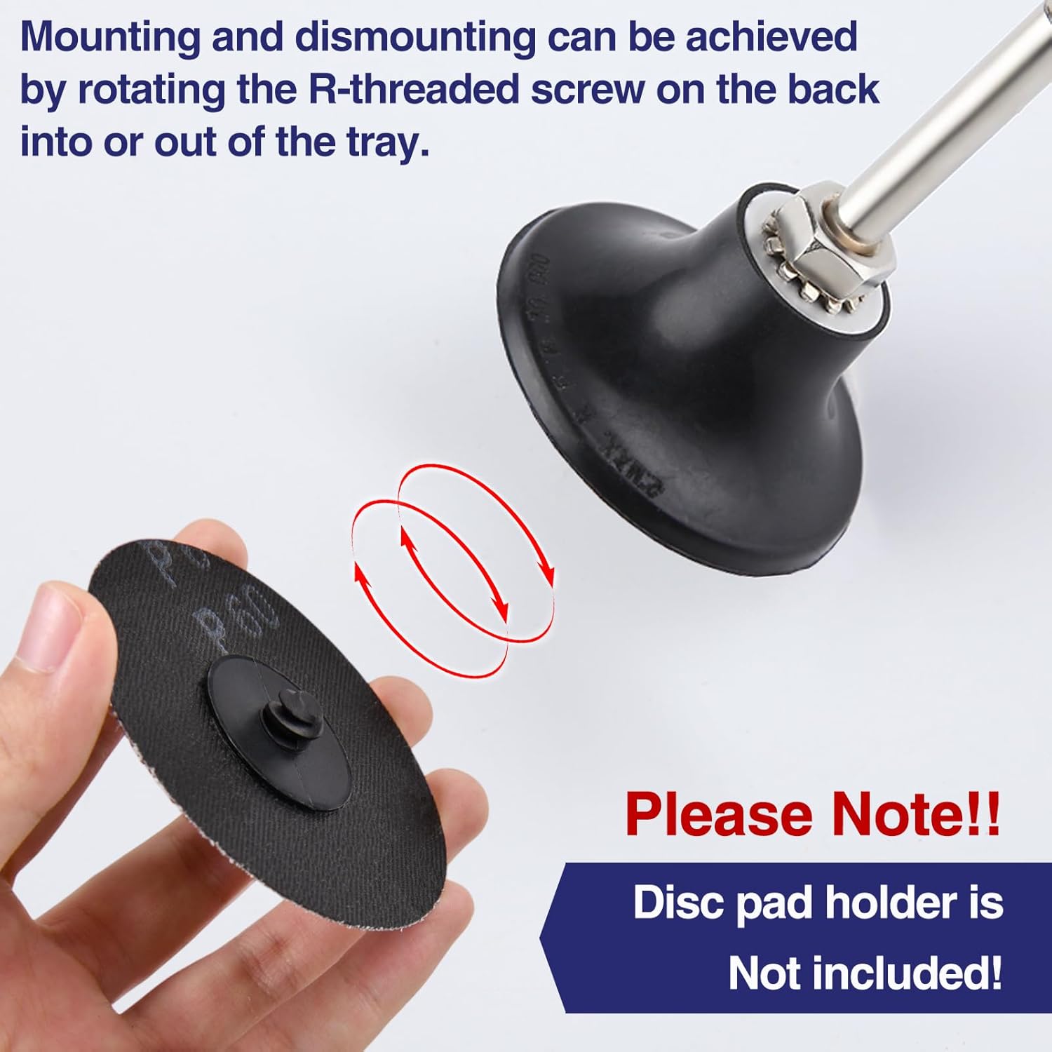 25pcs 3 inch Quick Change Disc Set 60 Grits Sanding Disc Roll Lock R-Type Roll Lock Adapter & Backing Pad for Die Grinder Surface Strip Grind Polish Finish Burr Rust Paint Removal